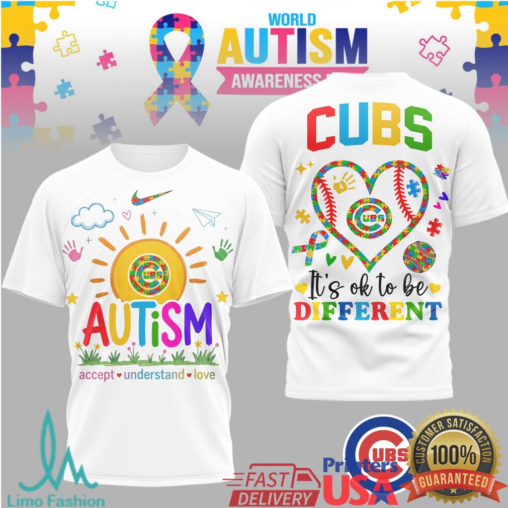 Chicago Cubs World Autism Awareness Day “It's OK To Be Different” T Shirt - Limotees LLC