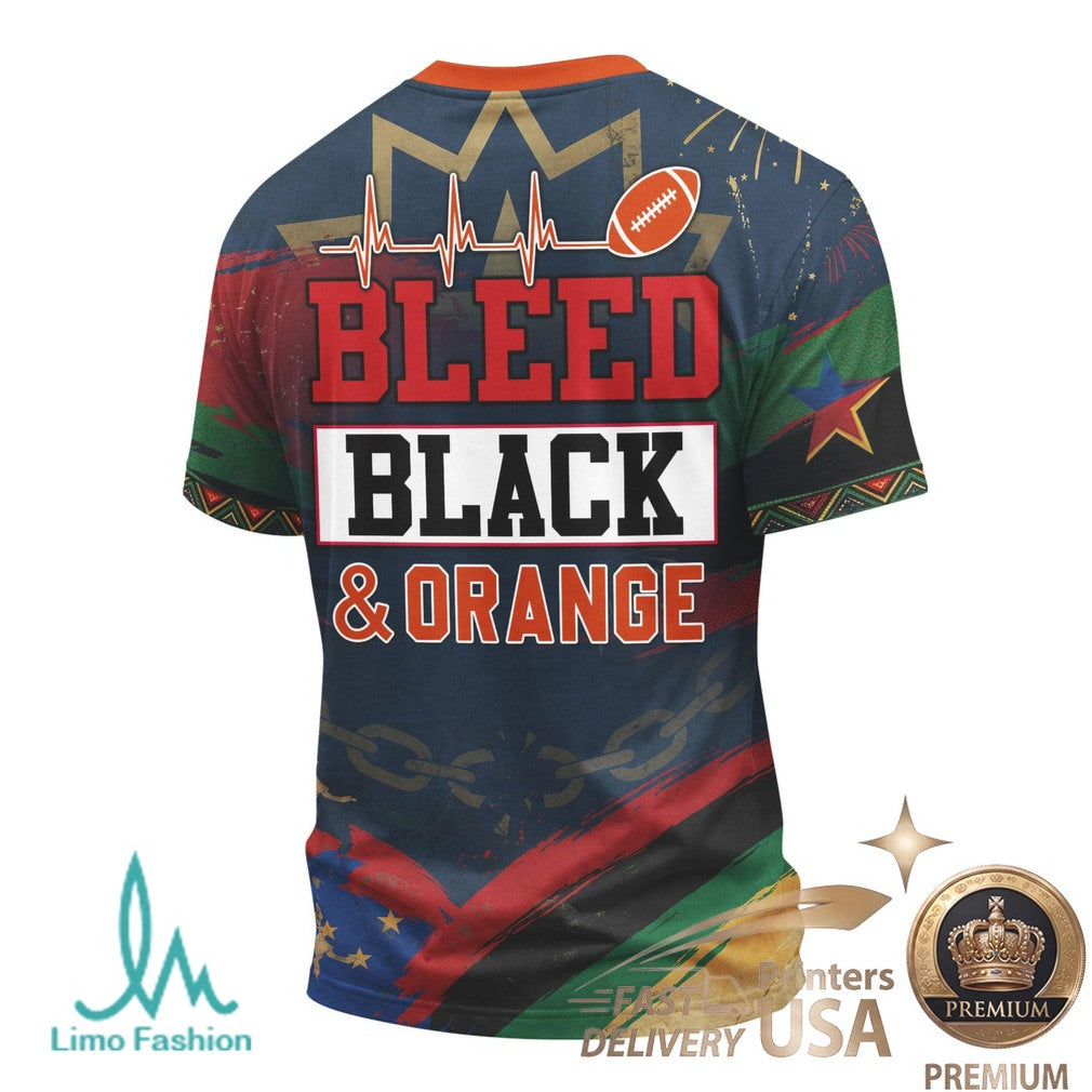 Chicago Football Juneteenth Freedom Day Bleed Orange T Shirt - Limotees LLC