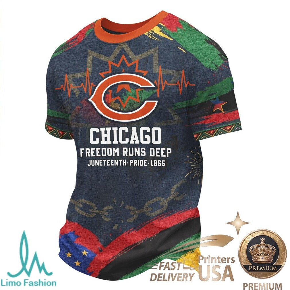 Chicago Football Juneteenth Freedom Day Bleed Orange T Shirt - Limotees LLC