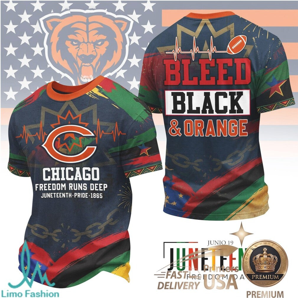 Chicago Football Juneteenth Freedom Day Bleed Orange T Shirt - Limotees LLC