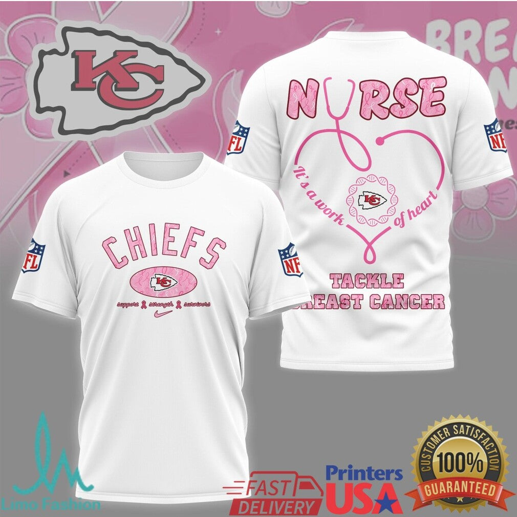 Chiefs Nurse Tackle Breast Cancer T Shirt KC Football Pink Ribbon Awareness T Shirt - Limotees LLC