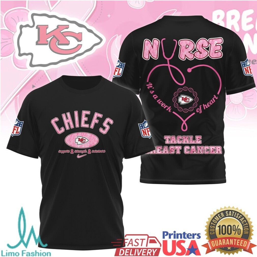 Chiefs Nurse Tackle Breast Cancer T Shirt KC Football Pink Ribbon Awareness T Shirt - Limotees LLC