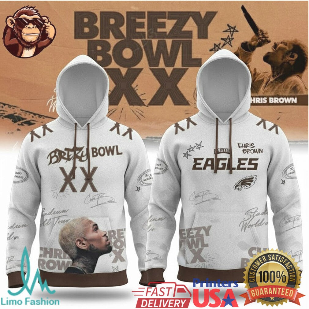 Chris Brown Breezy Bowl XX Stadium World Tour Philadelphia Eagles Jersey T Shirt - Limotees LLC