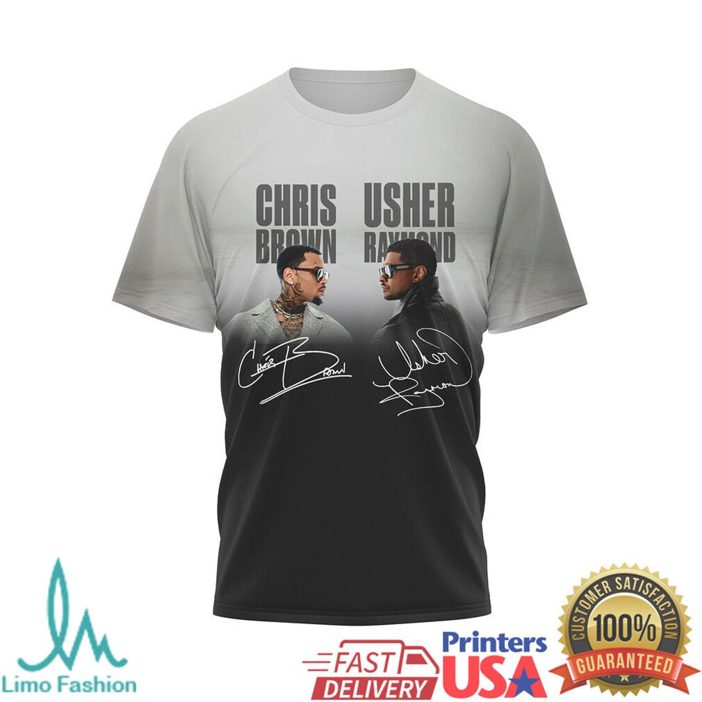 Chris Brown vs Usher The R&B Tour 2024 Two Tone Concert T Shirt - Limotees LLC