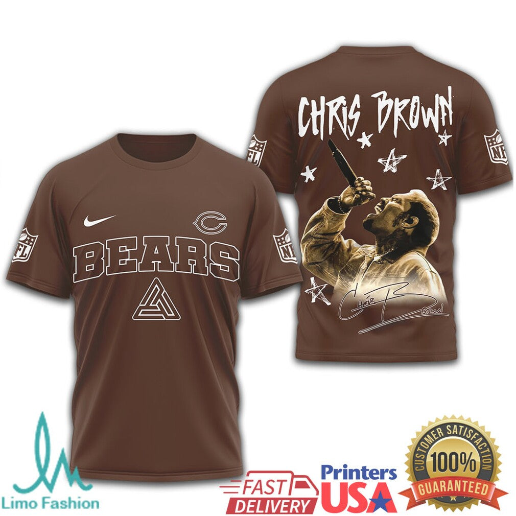 Chris Brown x Chicago Bears Custom Hip Hop Artist NFL Shirt - Limotees LLC