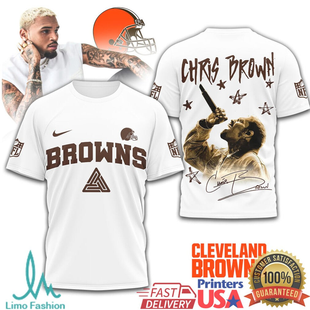 Chris Brown x Cleveland Browns NFL Graphic T Shirt Streetwear Style - Limotees LLC