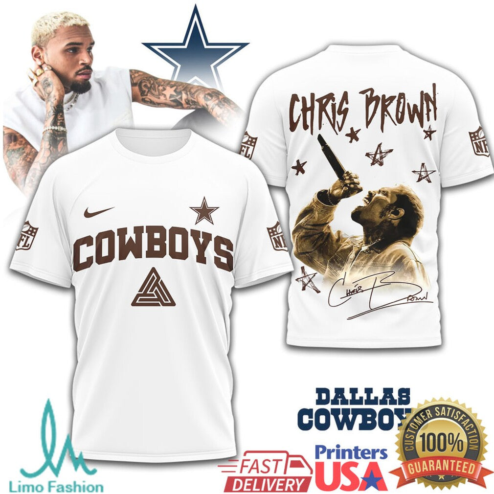 Chris Brown x Dallas Cowboys NFL Graphic T Shirt Streetwear Style - Limotees LLC