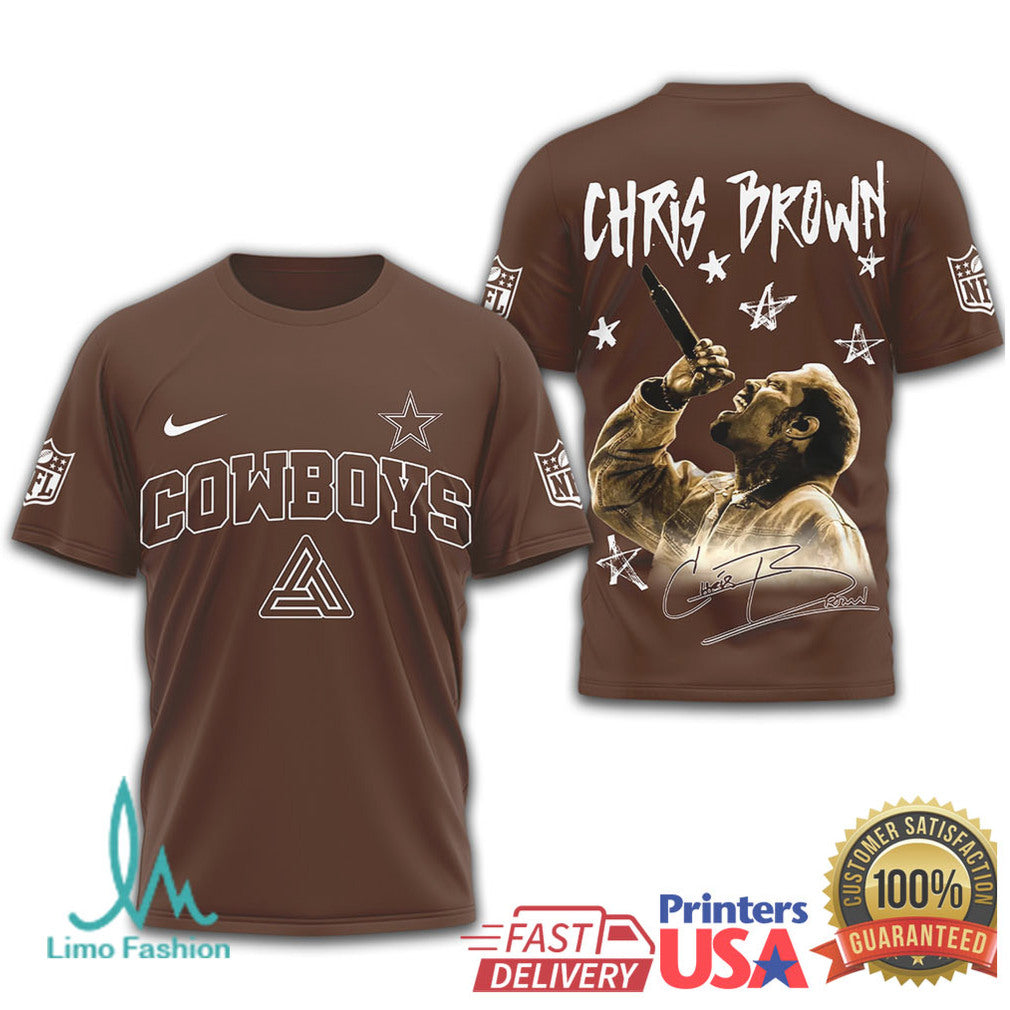 Chris Brown x Dallas Cowboys NFL Graphic T Shirt Streetwear Style - Limotees LLC