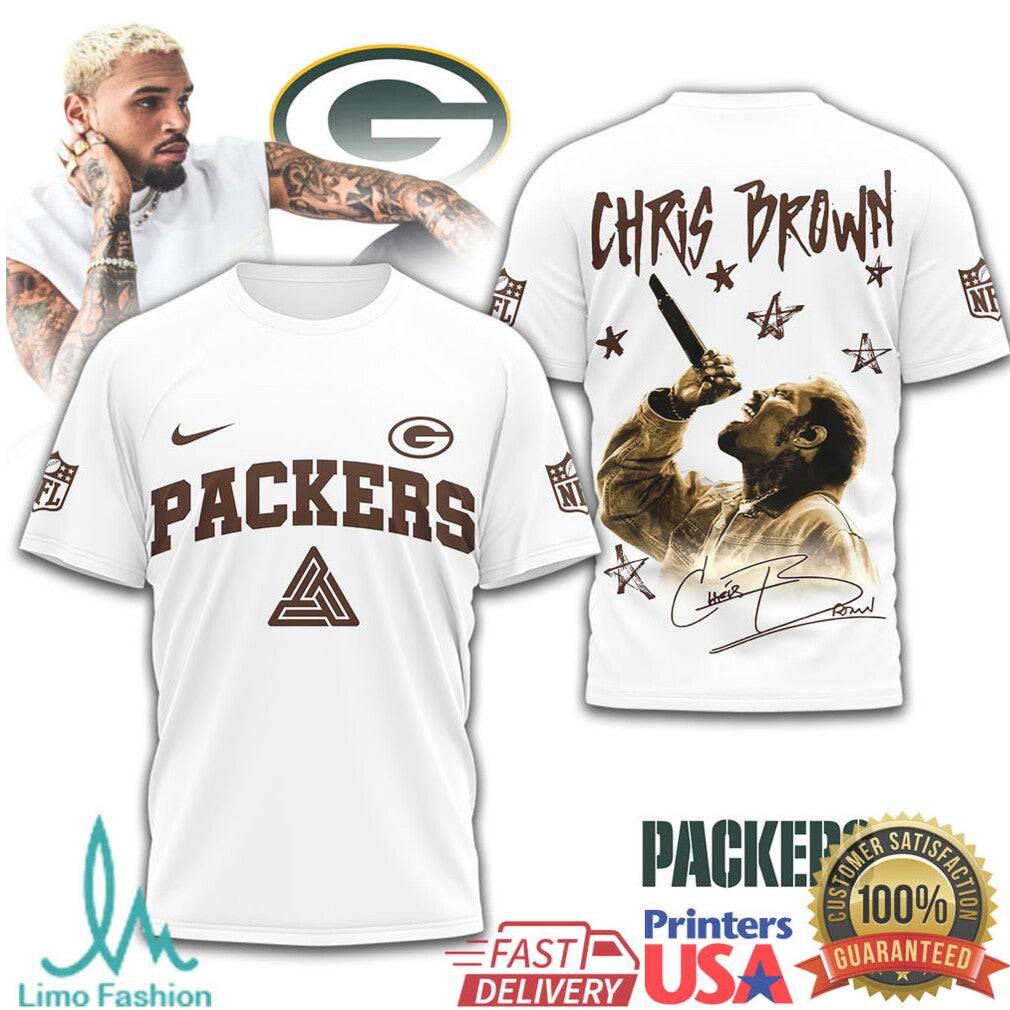 Chris Brown x Green Bay Packers NFL Graphic T Shirt Streetwear Style - Limotees LLC