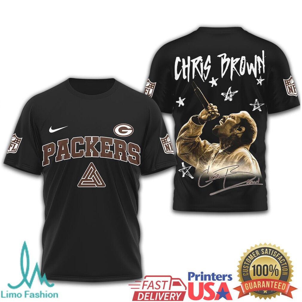 Chris Brown x Green Bay Packers NFL Graphic T Shirt Streetwear Style - Limotees LLC