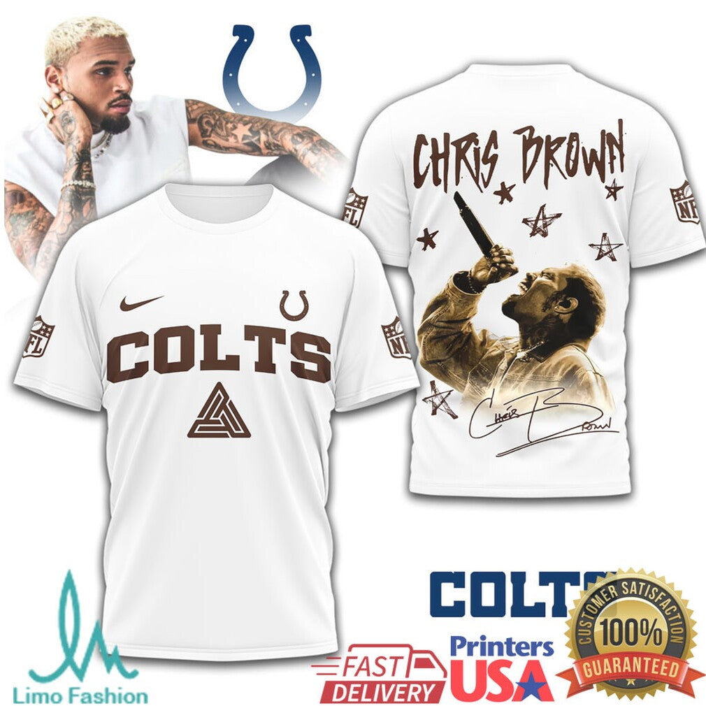 Chris Brown x Indianapolis Colts NFL Graphic T Shirt Streetwear Style - Limotees LLC