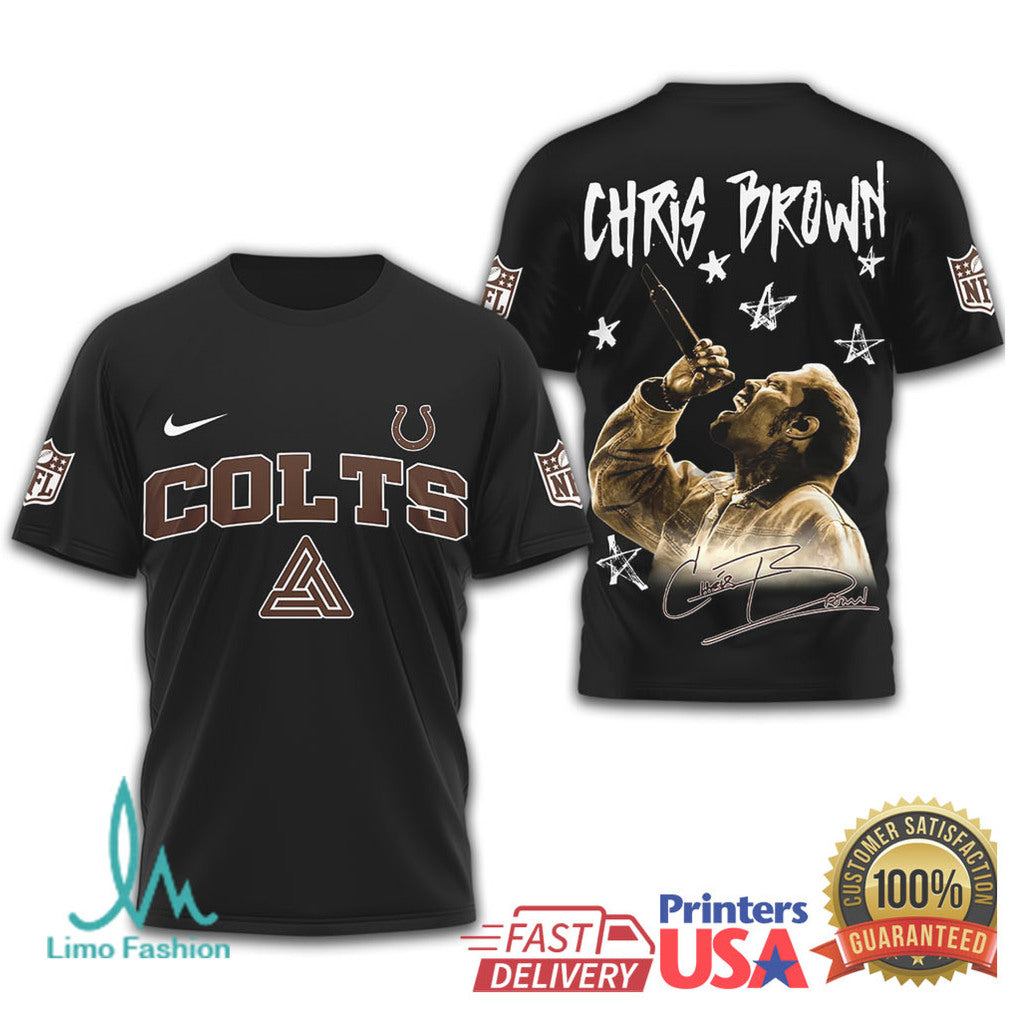 Chris Brown x Indianapolis Colts NFL Graphic T Shirt Streetwear Style - Limotees LLC