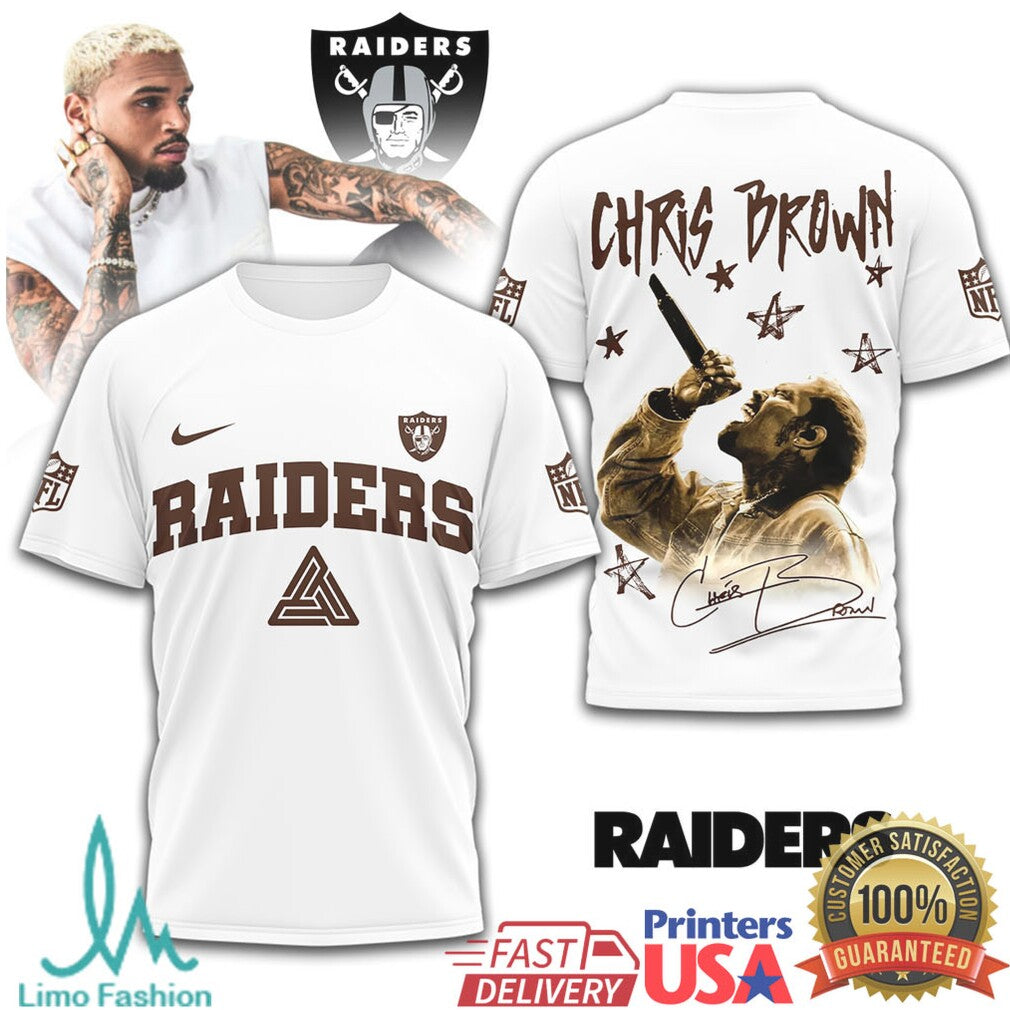 Chris Brown x Las Vegas Raiders Vintage Aesthetic NFL Tee - Limotees LLC