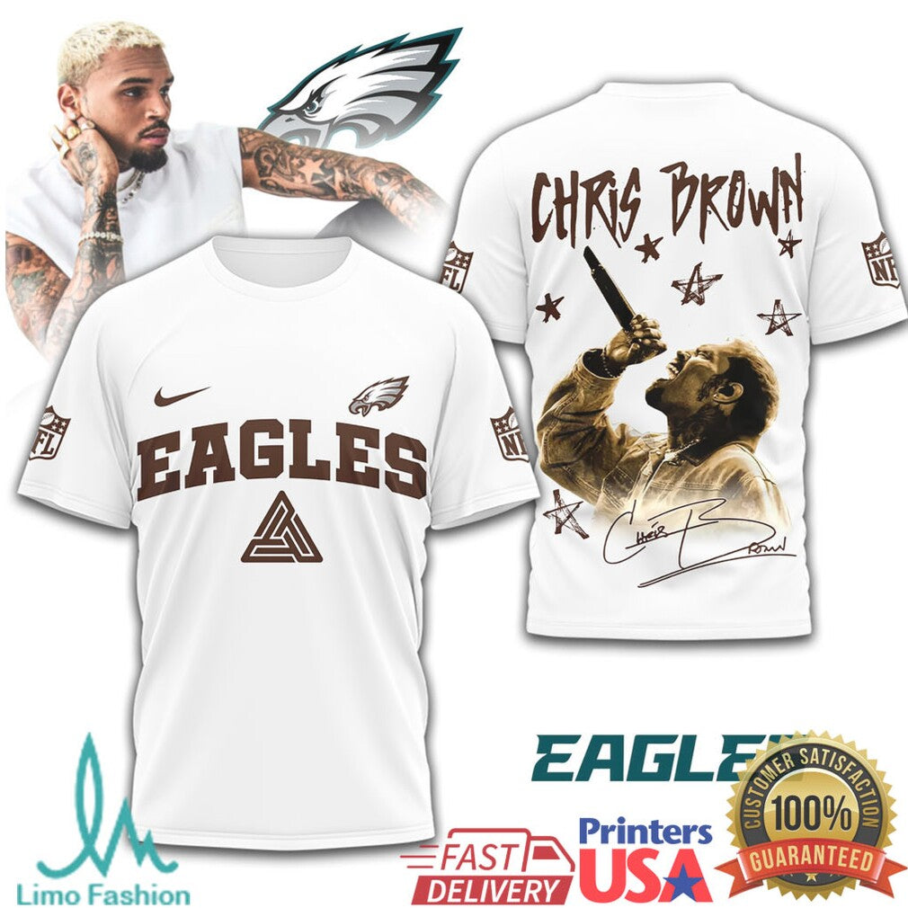 Chris Brown x Philadelphia Eagles Custom Design Graphic Tee - Limotees LLC