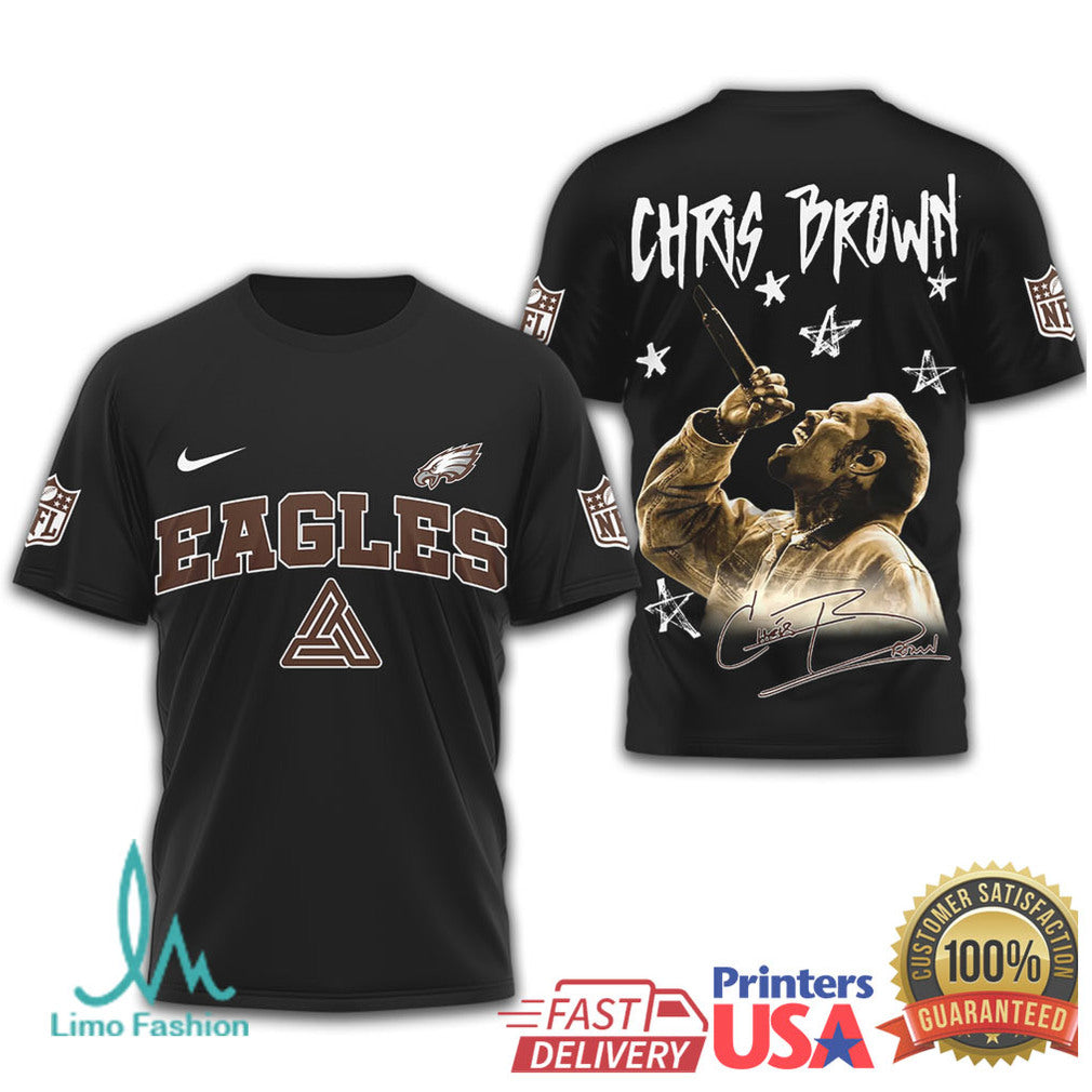 Chris Brown x Philadelphia Eagles Custom Design Graphic Tee - Limotees LLC