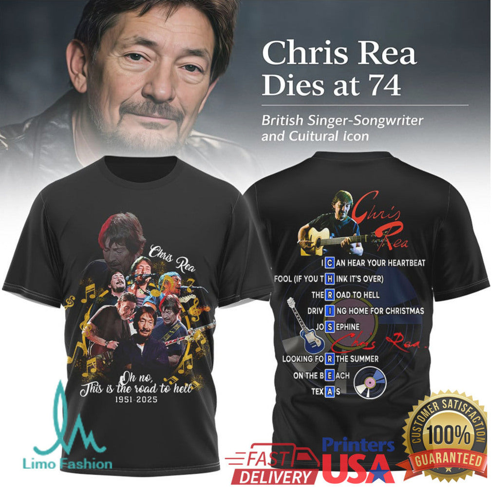 Chris Rea Memorial Tribute 1951 2025 Road to Hell Graphic T Shirt - Limotees LLC