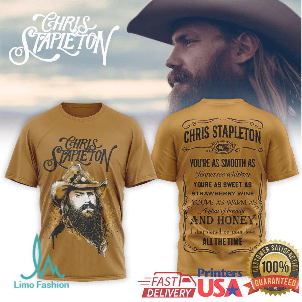 Chris Stapleton Tennessee Whiskey Lyrics Vintage Style Country Music T Shirt - Limotees LLC
