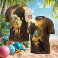 Christian U.S. Army T Shirt Faith Over Fear Kneeling Soldier Design - Limotees LLC