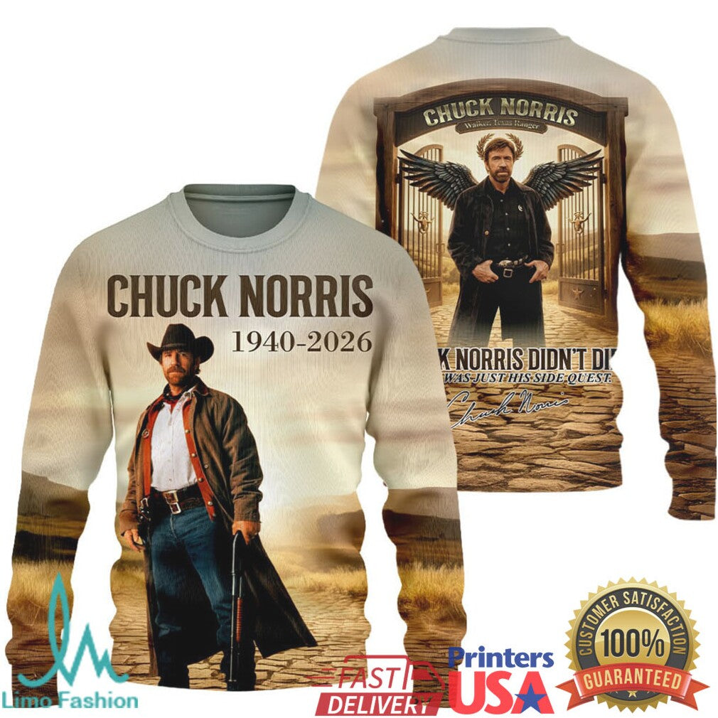 Chuck Norris 1940 2026 Earth Was Just His Side Quest T Shirt - Limotees LLC