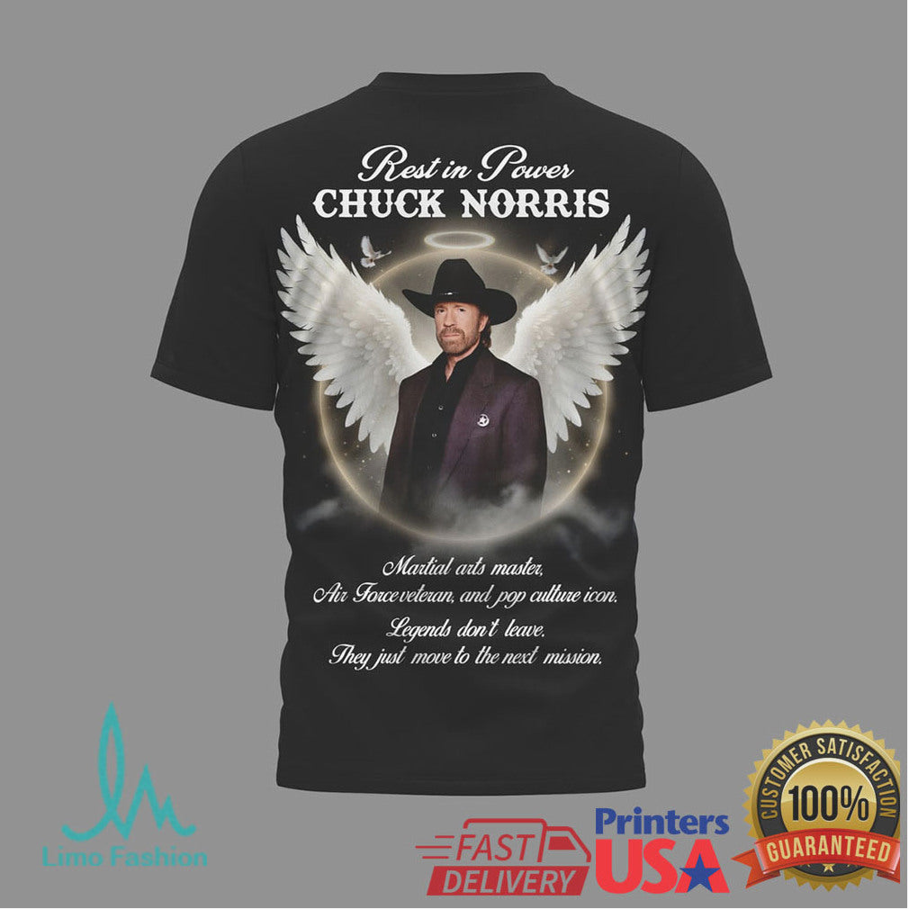 Chuck Norris Legacy Lives On 1940 2026 Memorial Angel Wings Tribute T Shirt
