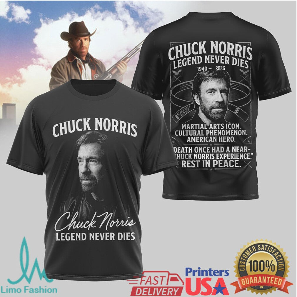Chuck Norris Legend Never Dies Martial Arts Icon Tribute T Shirt - Limotees LLC