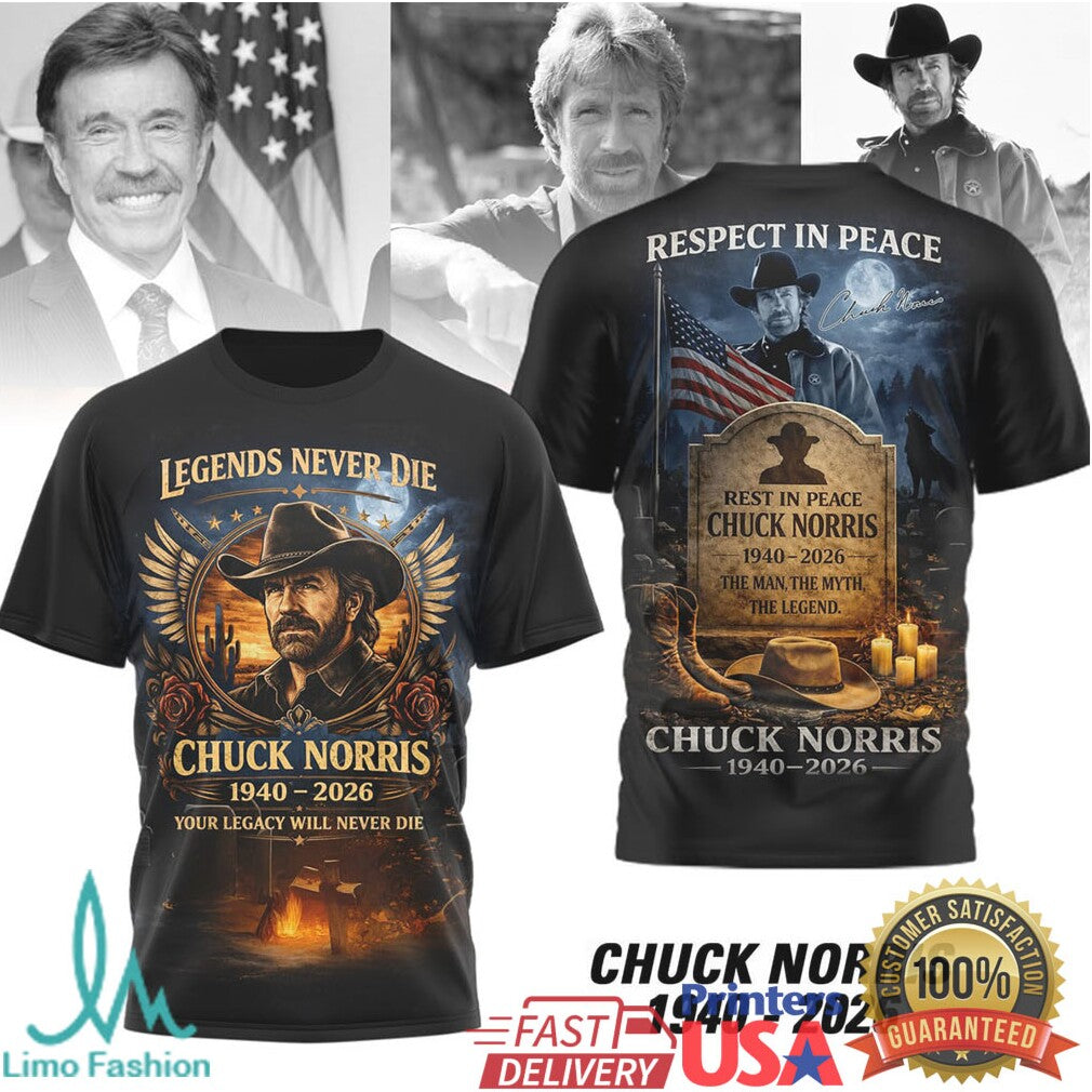 Chuck Norris Legends Never Die 1940 2026 Memorial T Shirt - Limotees LLC