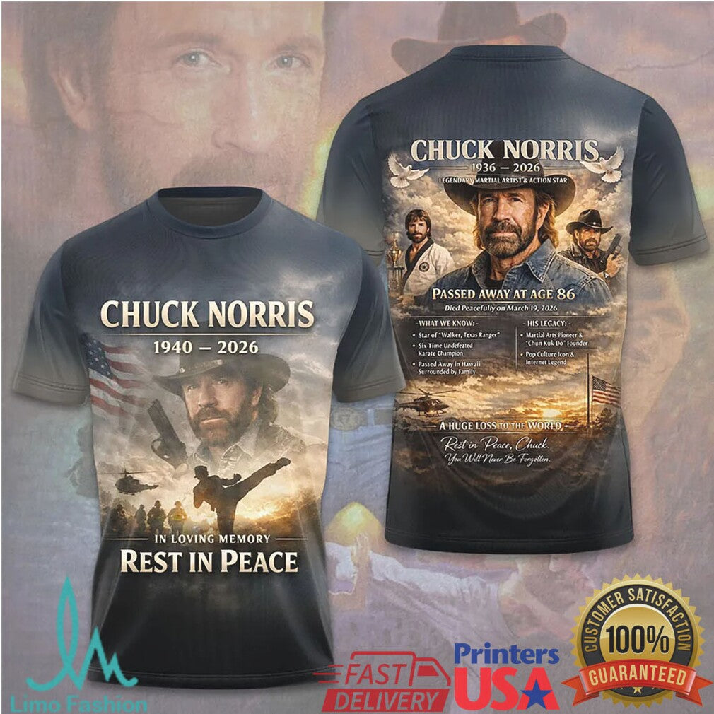 Chuck Norris Rest In Peace Memorial Legend Martial Artist Fans Tribute Vintage T Shirt
