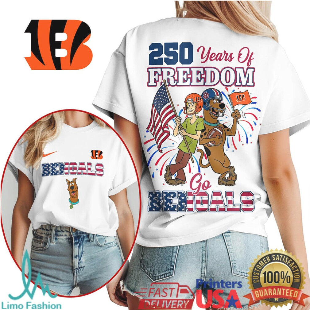 Cincinnati Bengals 250 Years of Freedom T Shirt Patriotic Character Football Fan Gift Go Bengals - Limotees LLC