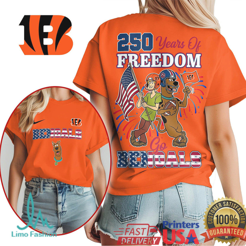 Cincinnati Bengals 250 Years of Freedom T Shirt Patriotic Character Football Fan Gift Go Bengals - Limotees LLC