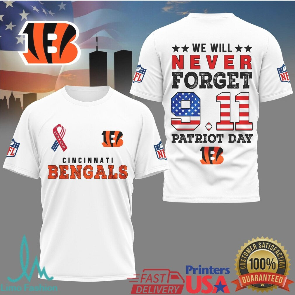 Cincinnati Bengals 9.11 Memorial Patriot Day Graphic T Shirt - Limotees LLC