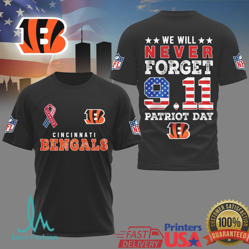 Cincinnati Bengals 9.11 Memorial Patriot Day Graphic T Shirt - Limotees LLC