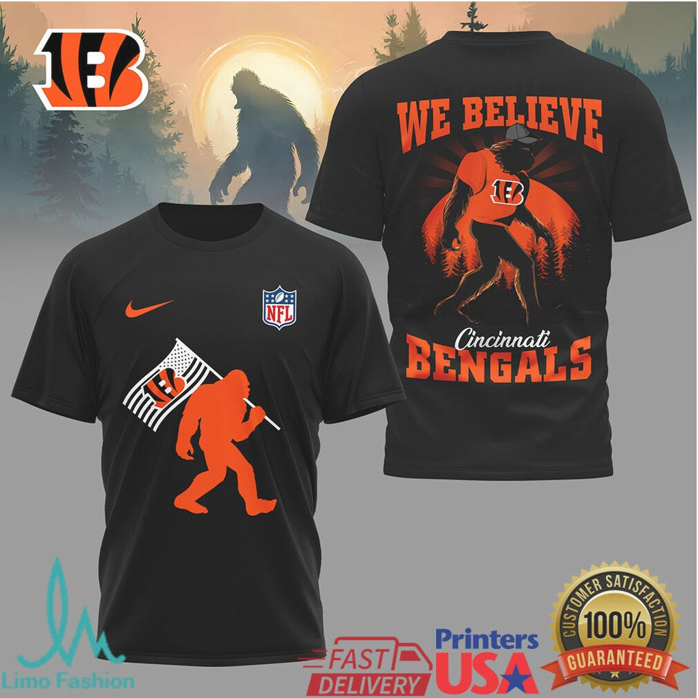 Cincinnati Bengals Bigfoot We Believe NFL Fan T Shirt - Limotees LLC