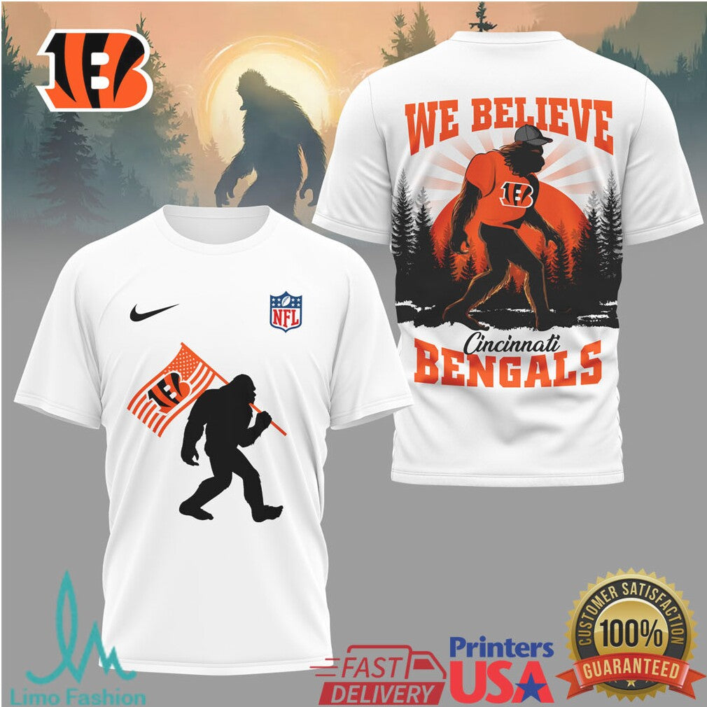 Cincinnati Bengals Bigfoot We Believe NFL Fan T Shirt - Limotees LLC