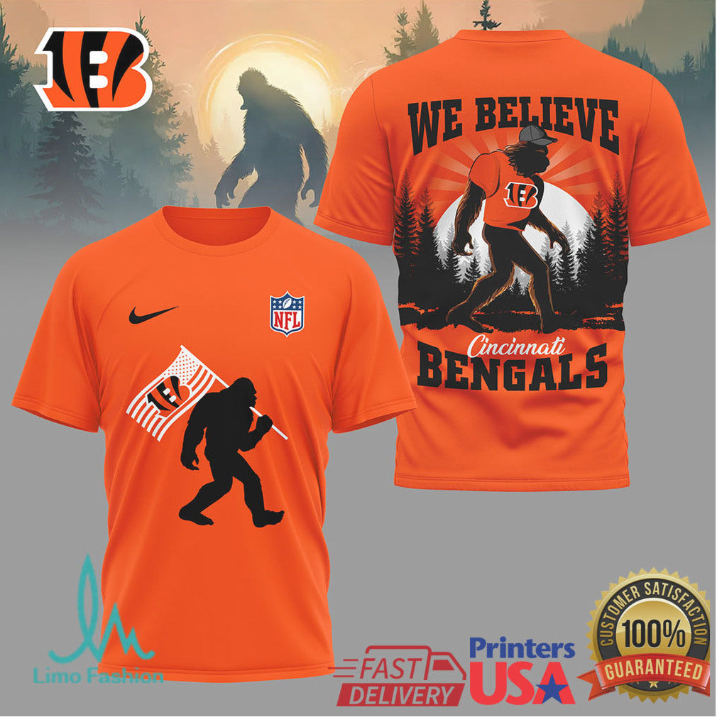 Cincinnati Bengals Bigfoot We Believe NFL Graphic T Shirt - Limotees LLC