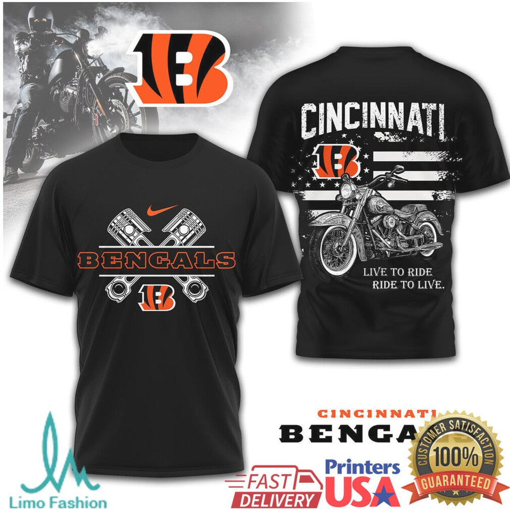 Cincinnati Bengals Biker Style Engine Piston Graphic Tee - Limotees LLC