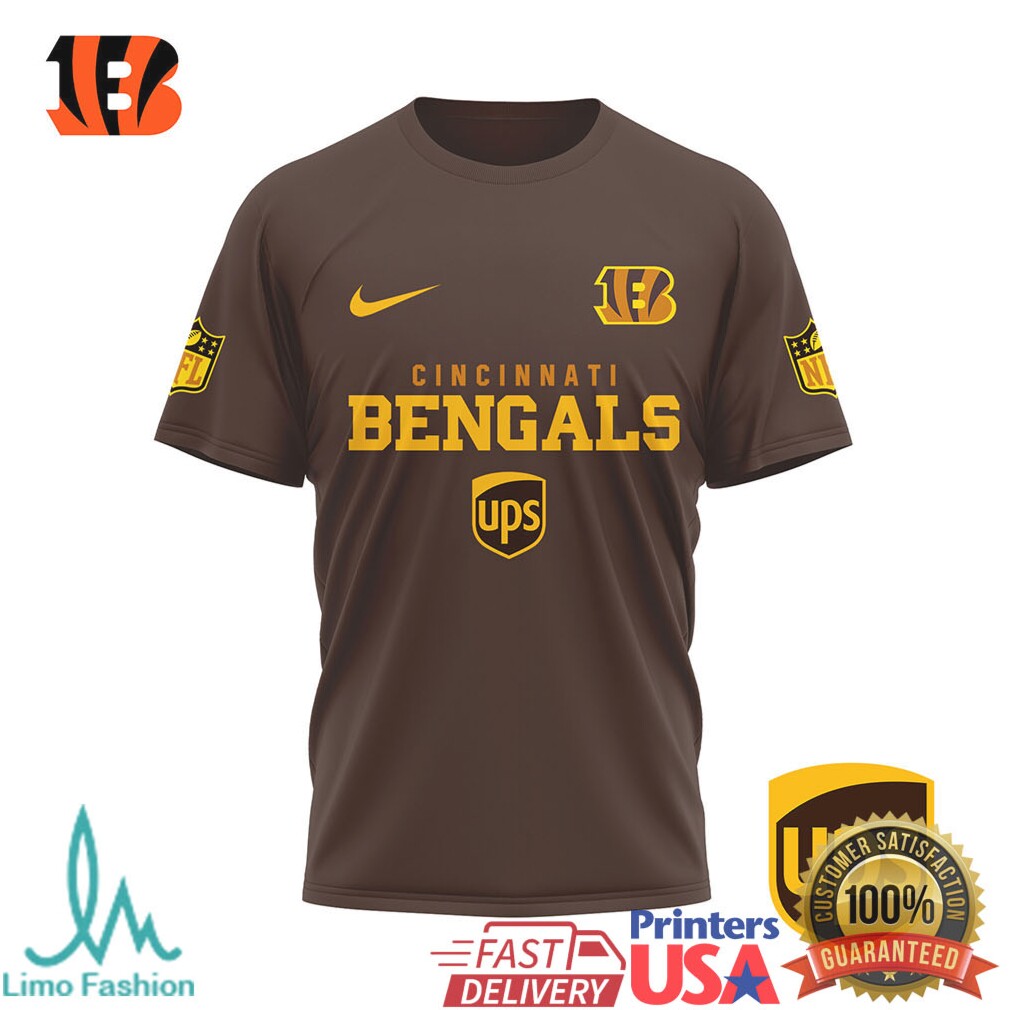 Cincinnati Bengals Brown and Proud UPS Collaboration Fan T Shirt - Limotees LLC