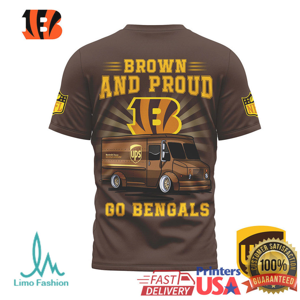 Cincinnati Bengals Brown and Proud UPS Collaboration Fan T Shirt - Limotees LLC