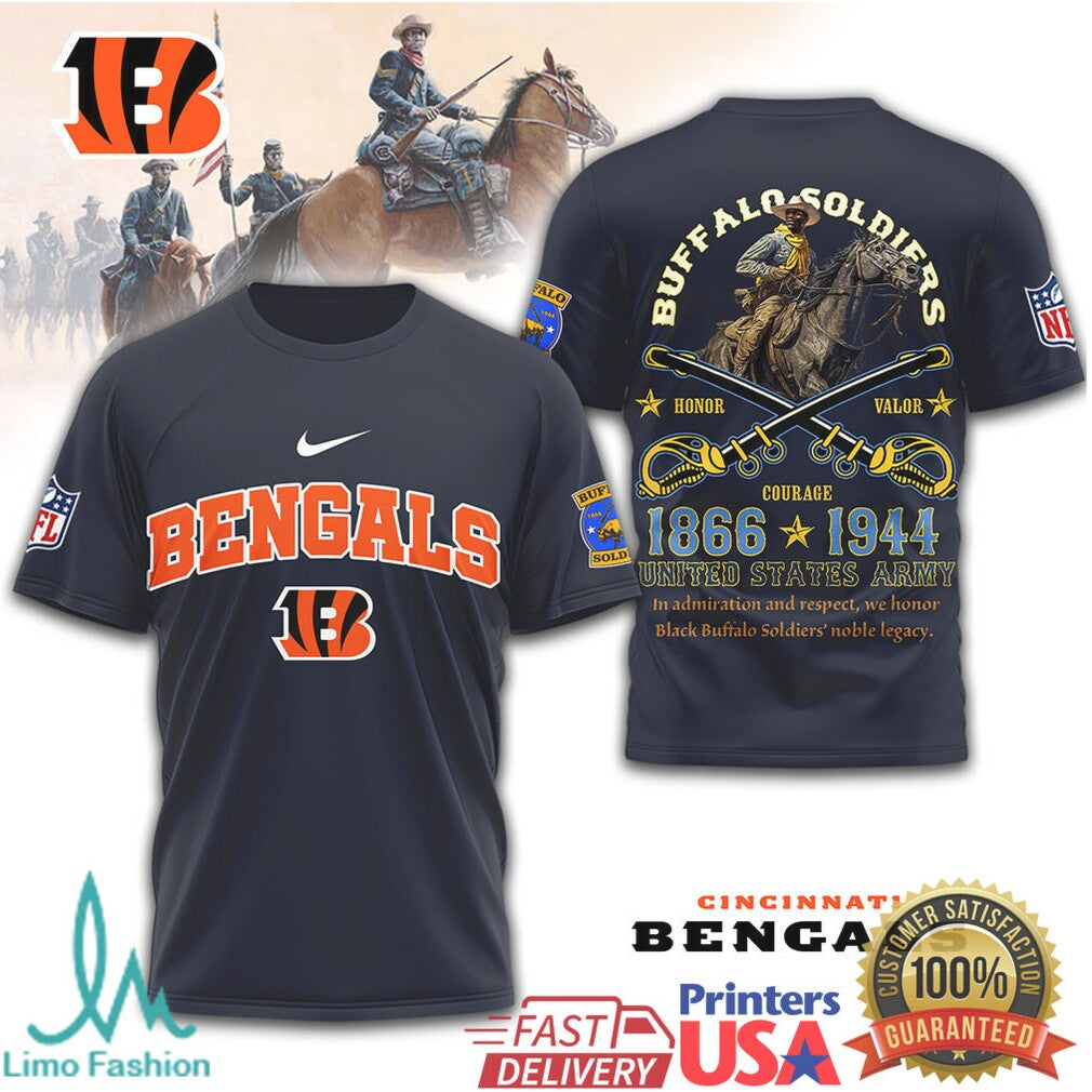 Cincinnati Bengals Buffalo Soldiers US Army Legacy Navy Shirt - Limotees LLC