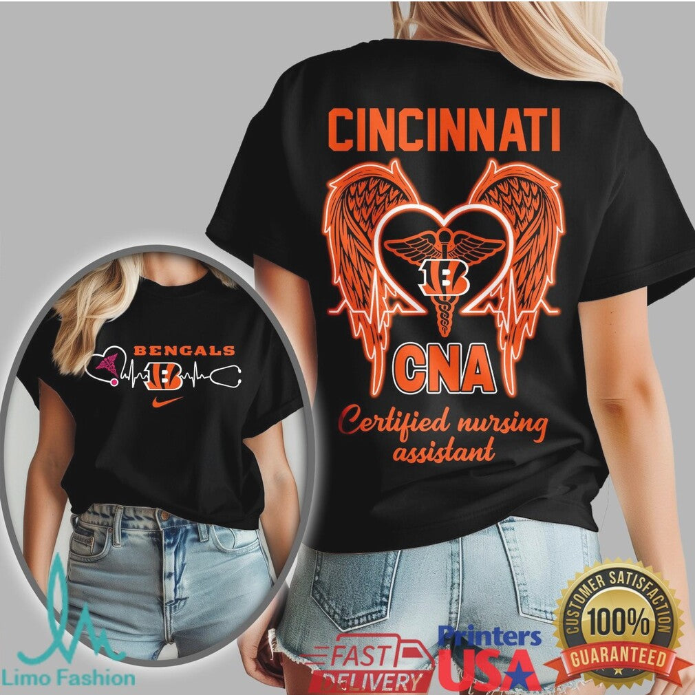 Cincinnati Bengals CNA Certified Nursing Assistant Medical Wings Heart T Shirt - Limotees LLC
