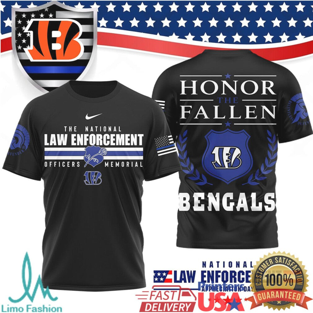 Cincinnati Bengals & Chicago Bears Law Enforcement Appreciation T Shirt Honor The Fallen Police T Shirt