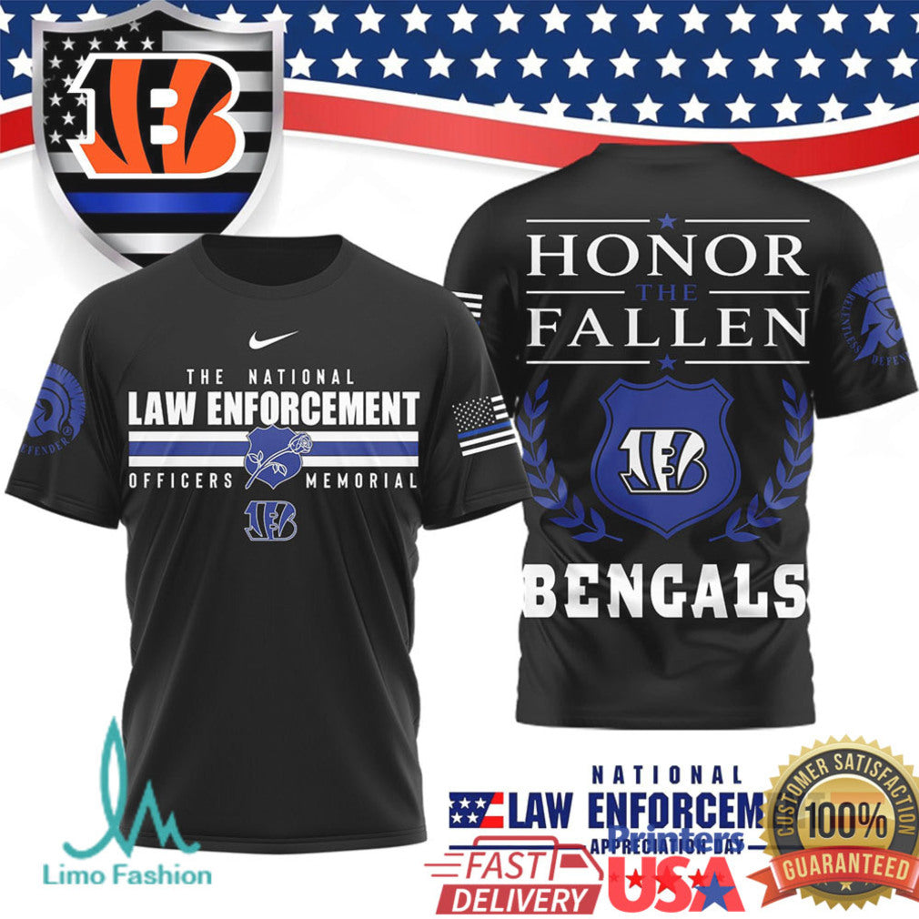 Cincinnati Bengals & Chicago Bears Law Enforcement Appreciation T Shirt Honor The Fallen Police T Shirt