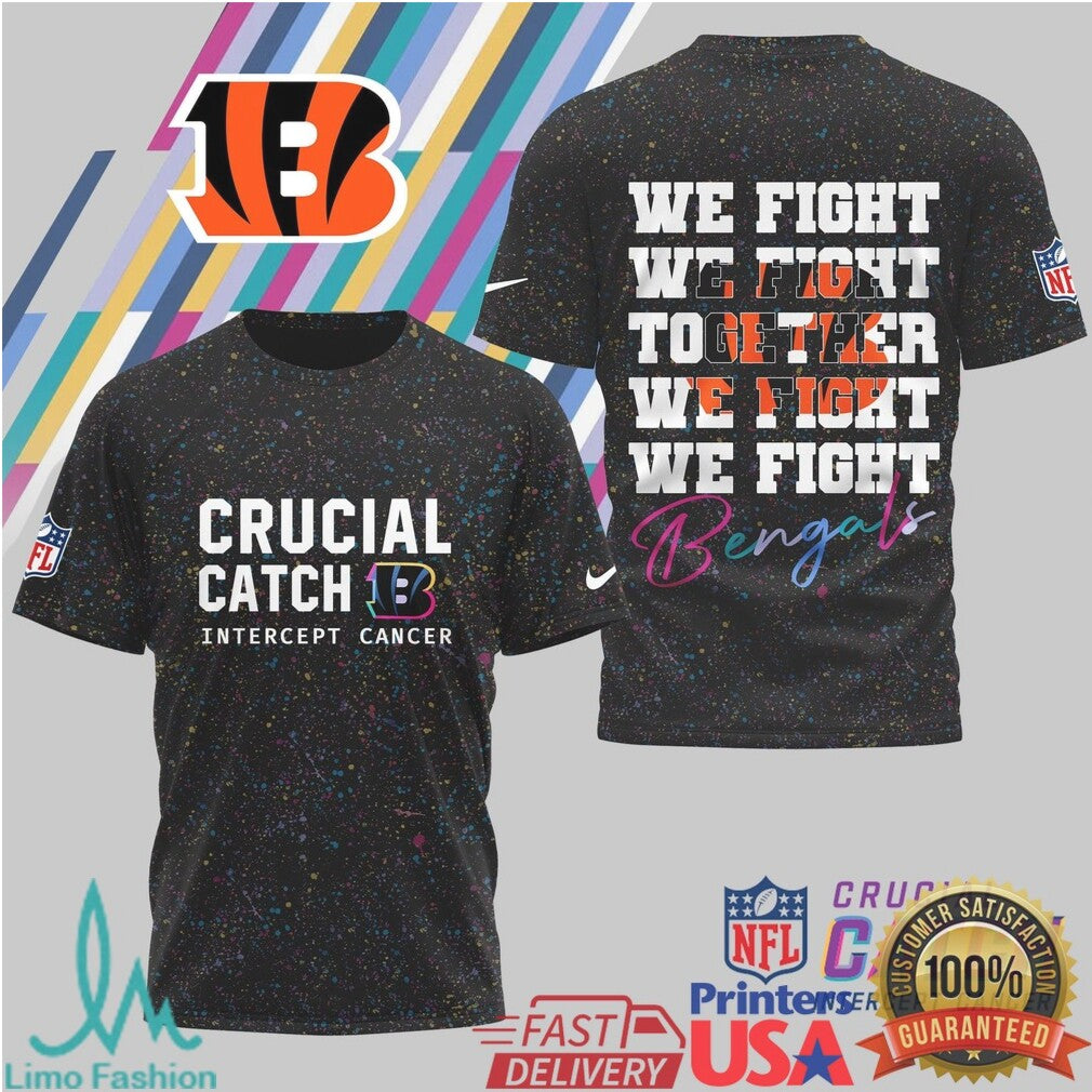 Cincinnati Bengals Crucial Catch Intercept Cancer Awareness T Shirt - Limotees LLC