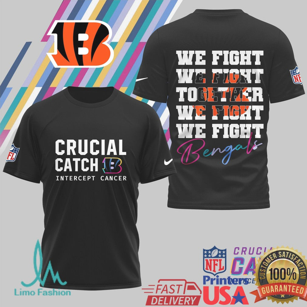 Cincinnati Bengals Crucial Catch Intercept Cancer Football T Shirt - Limotees LLC
