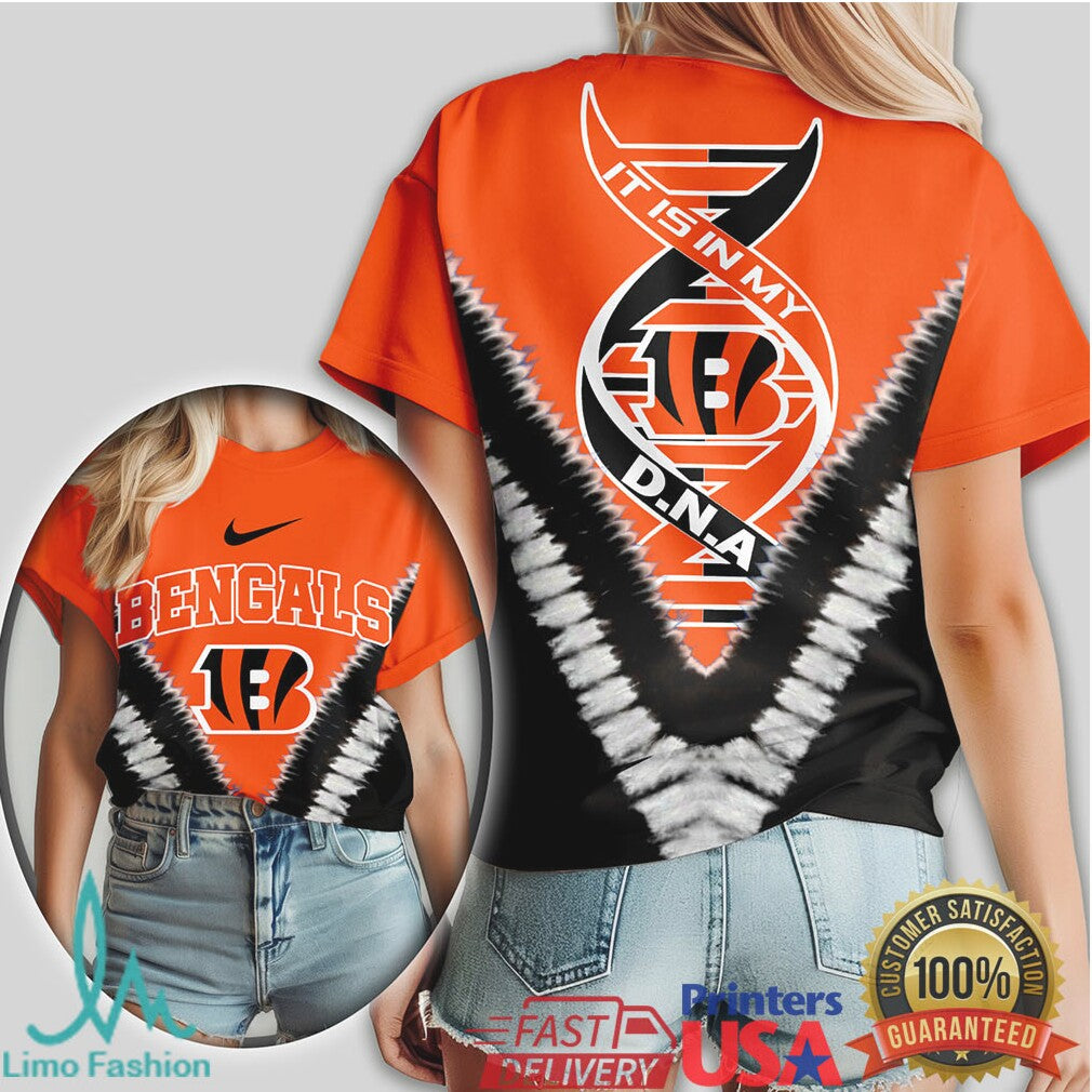 Cincinnati Bengals DNA “B” Logo Graphic Orange & Black T Shirt - Limotees LLC