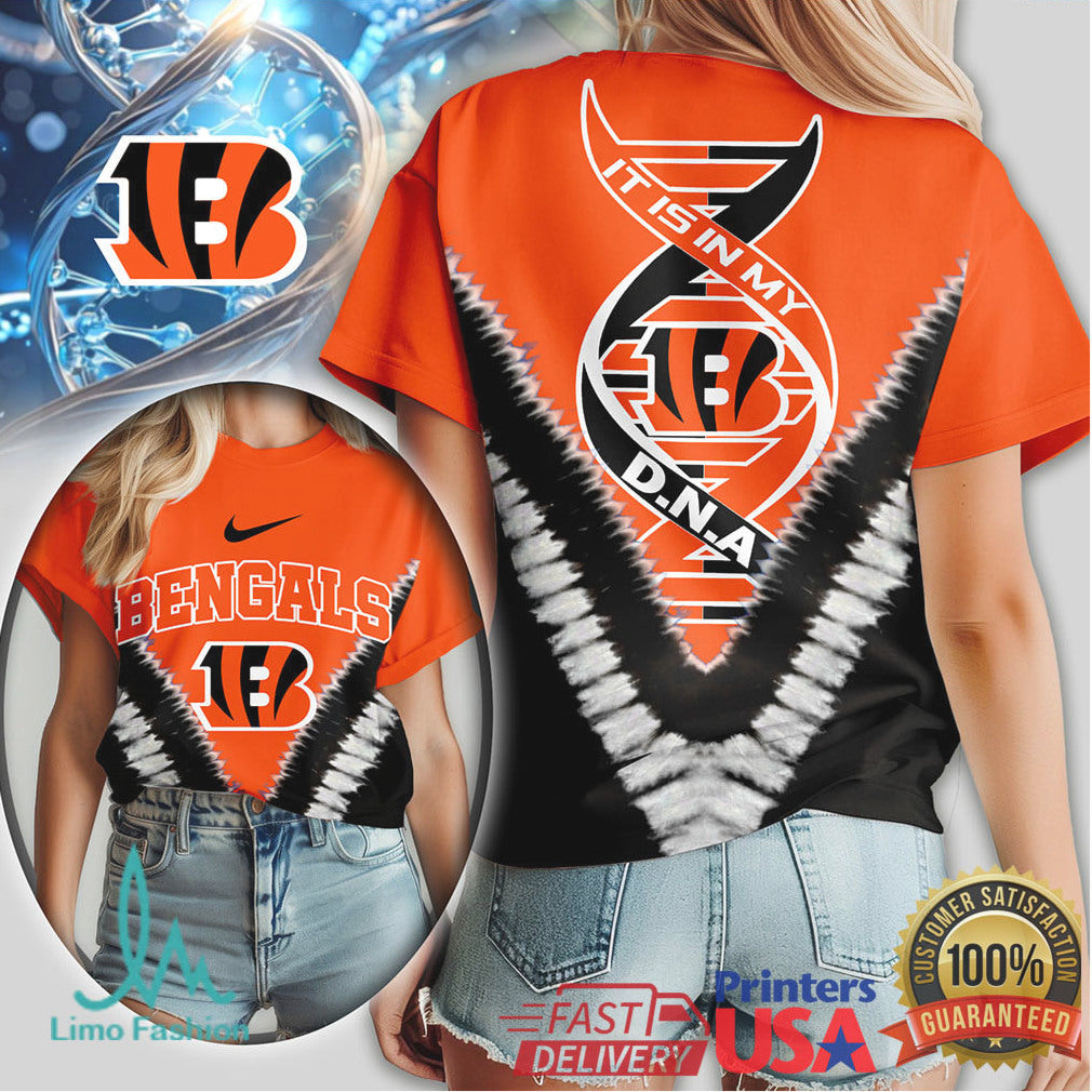 Cincinnati Bengals DNA “B” Logo Graphic Orange & Black T Shirt - Limotees LLC
