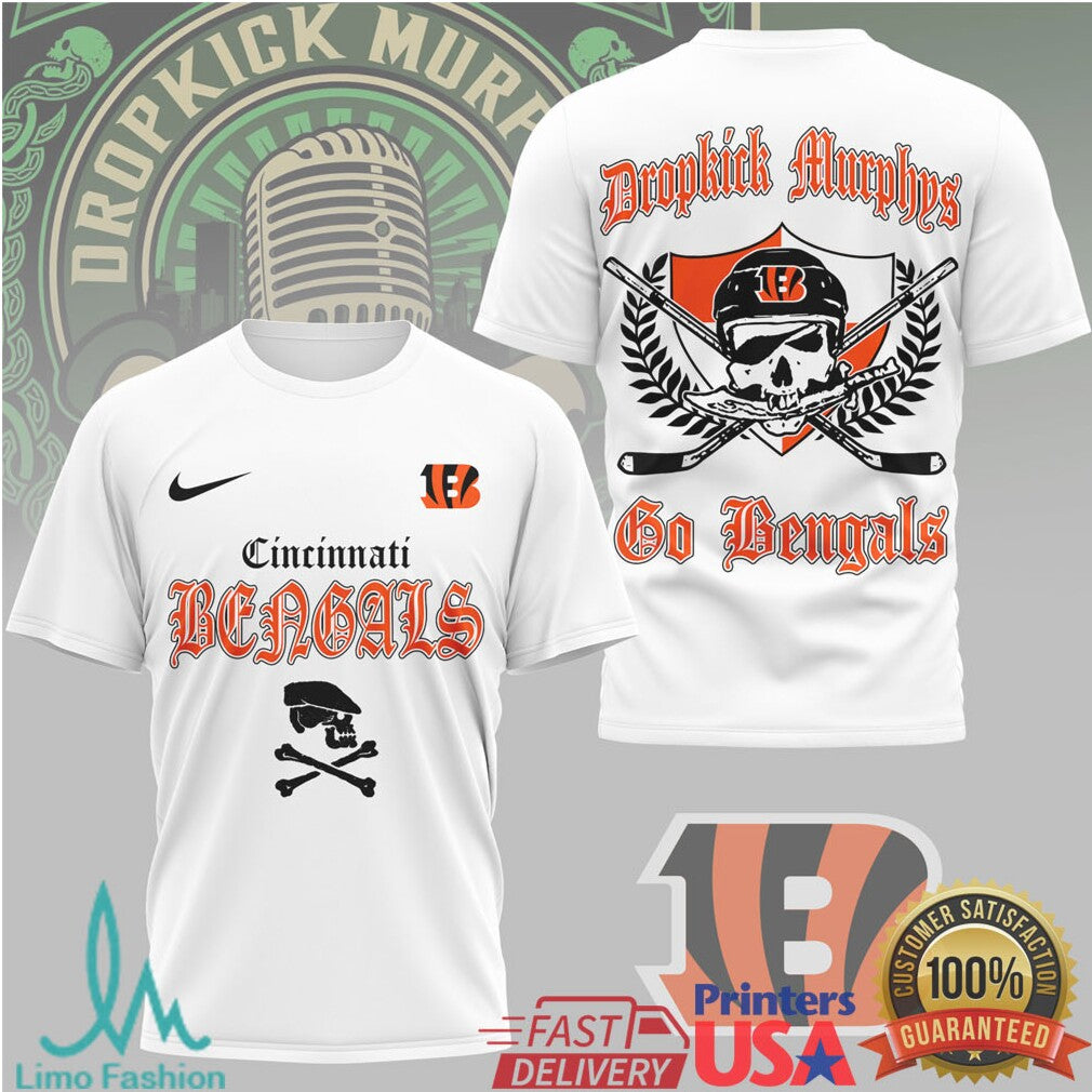Cincinnati Bengals Dropkick Murphys Celtic Skull Fan T Shirt - Limotees LLC