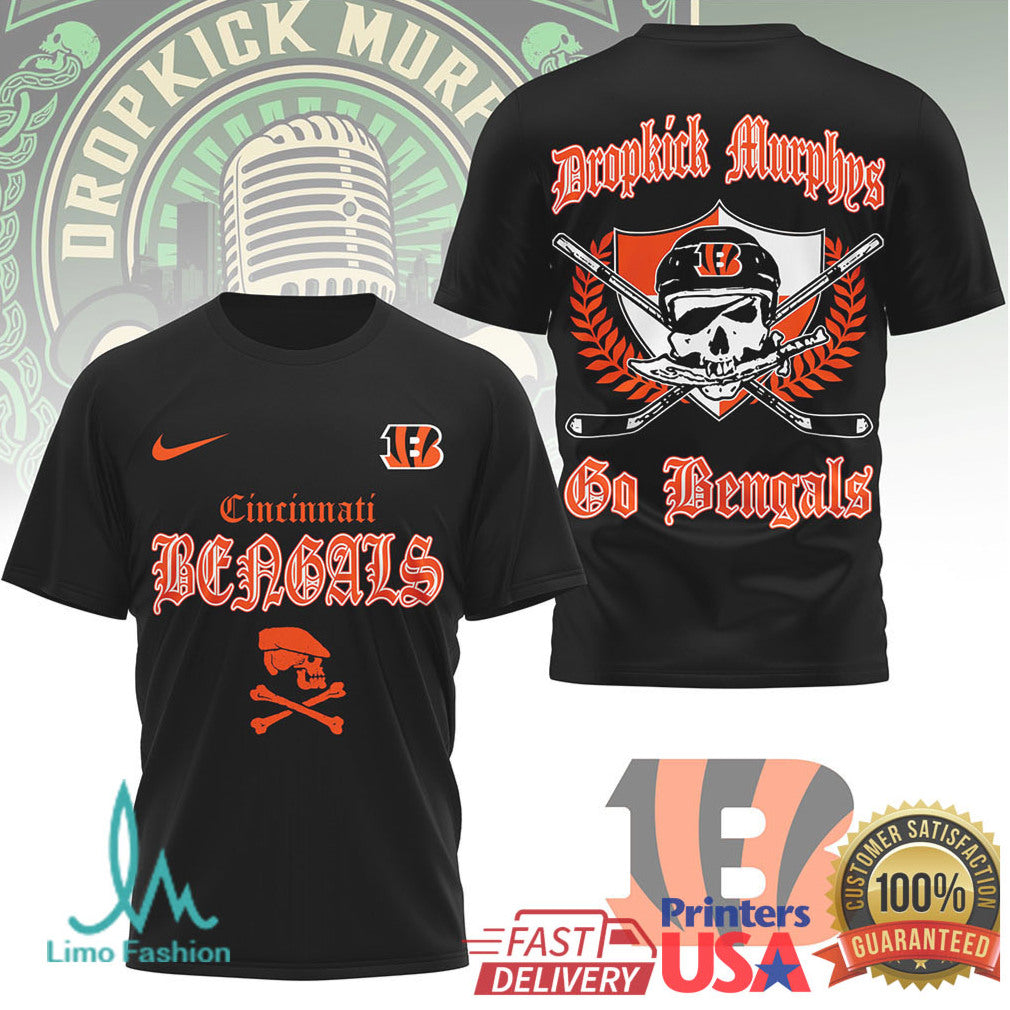 Cincinnati Bengals Dropkick Murphys Celtic Skull Fan T Shirt - Limotees LLC