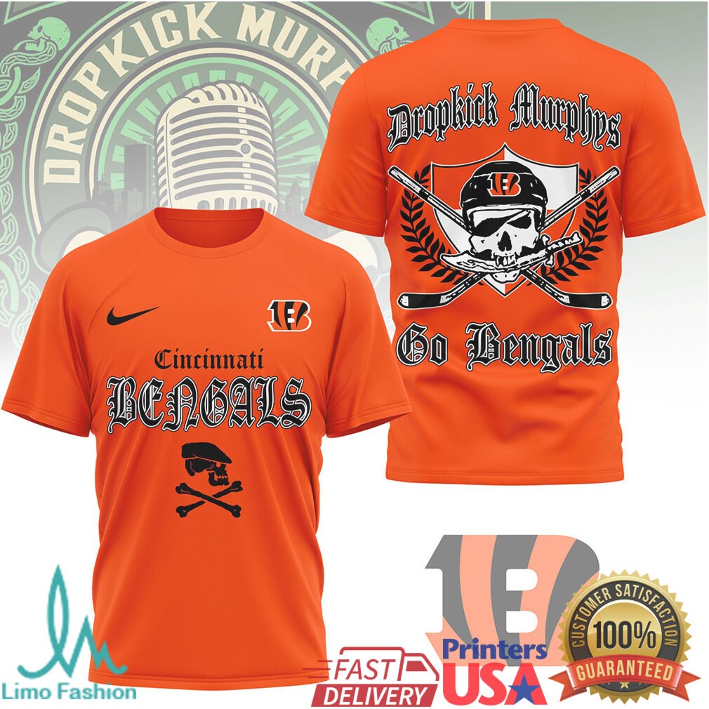 Cincinnati Bengals Dropkick Murphys Celtic Skull Fan T Shirt - Limotees LLC