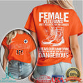 Cincinnati Bengals Female Veterans Patriotic Dangerous Woman Tee - Limotees LLC