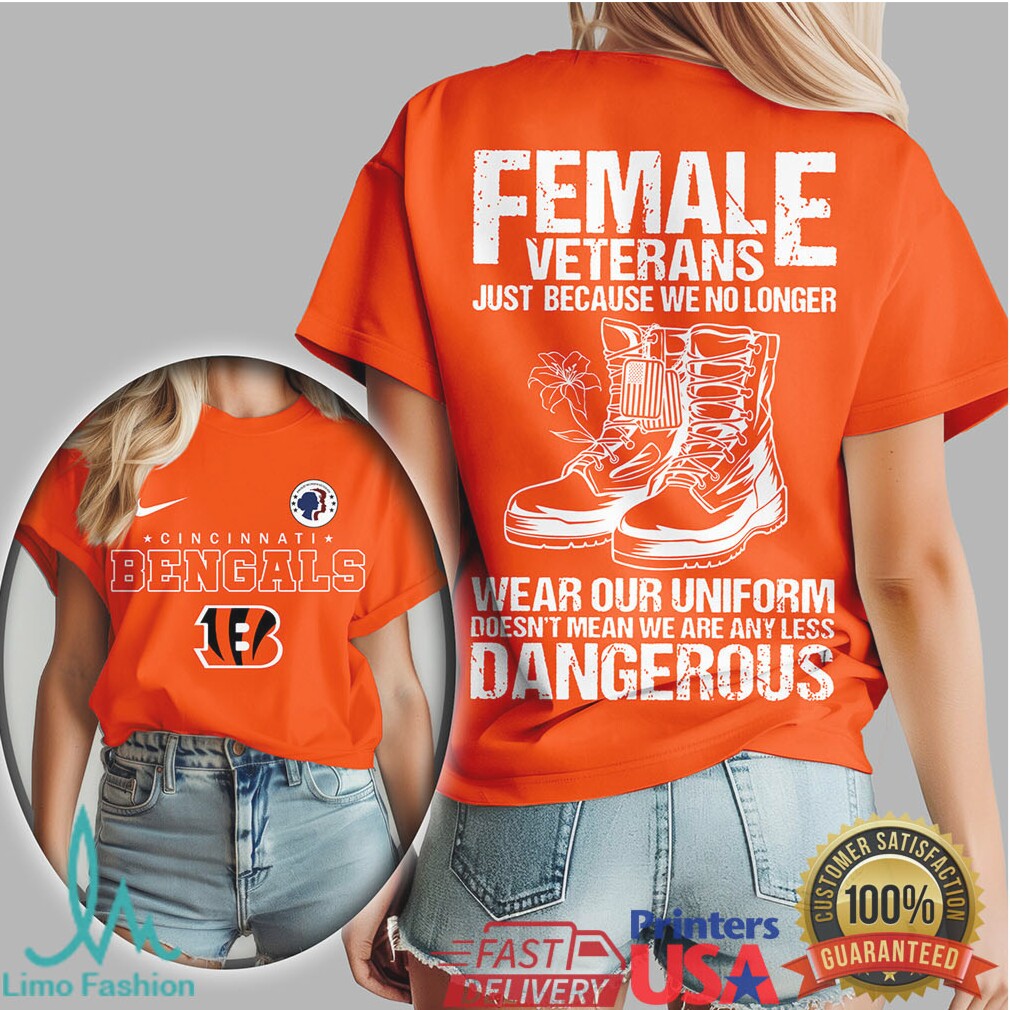 Cincinnati Bengals Female Veterans Patriotic Dangerous Woman Tee - Limotees LLC